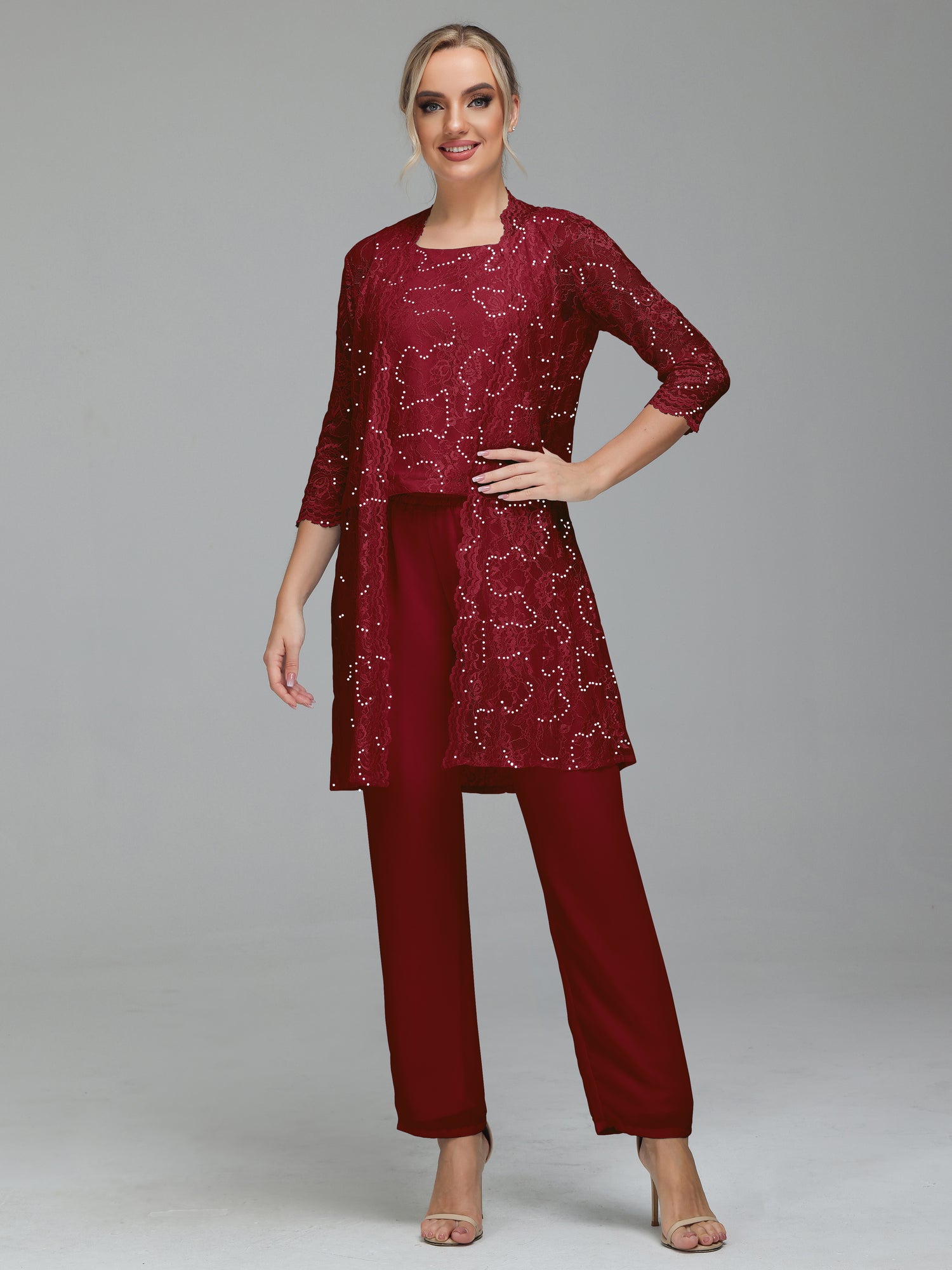 Pink Embroidered Organza Pant Suit Set 4790SL01